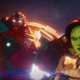 Iron Man and Gamora hanging out in space.